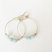 Load image into Gallery viewer, Beaded Hoops with Natural Stones
