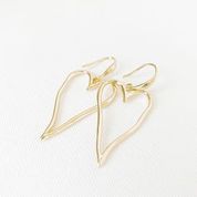 Large Wavy Metallic Heart Drop Earrings