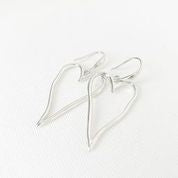 Large Wavy Metallic Heart Drop Earrings