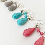 Teardrop Earrings with Shiny Stone Cluster