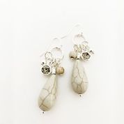Teardrop Earrings with Shiny Stone Cluster