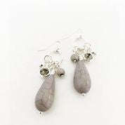 Teardrop Earrings with Shiny Stone Cluster
