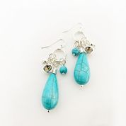 Teardrop Earrings with Shiny Stone Cluster