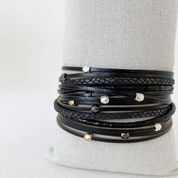 Double Wrap Multi-Strand Bracelet with Metal Beads