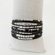 Multi-strand Bracelet with Leather, Metal and Glass Beads