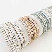 Multi-strand Bracelet with Leather, Metal and Glass Beads
