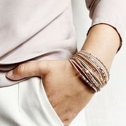 Multi-strand Bracelet with Leather, Metal and Glass Beads
