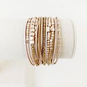 Multi-strand Bracelet with Leather, Metal and Glass Beads
