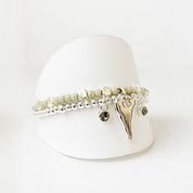 Set of 2 Stretch Bracelets with Heart & Crystal Charms