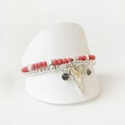 Set of 2 Stretch Bracelets with Heart & Crystal Charms