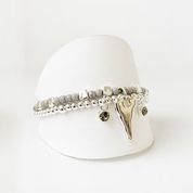 Set of 2 Stretch Bracelets with Heart & Crystal Charms