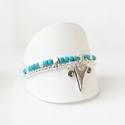 Set of 2 Stretch Bracelets with Heart & Crystal Charms