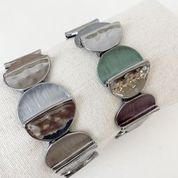 Shiny Metal Hand Painted Round Discs Stretch Bracelet