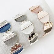 Shiny Metal Hand Painted Round Discs Stretch Bracelet