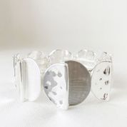 Shiny Metal Hand Painted Round Discs Stretch Bracelet