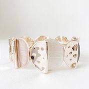 Shiny Metal Hand Painted Round Discs Stretch Bracelet