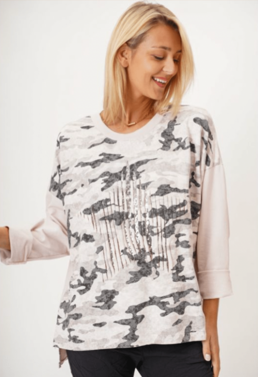 Camo Sequin Star Sweater