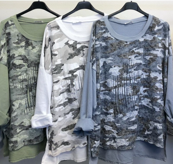 Camo Sequin Star Sweater