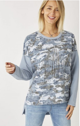 Camo Sequin Star Sweater