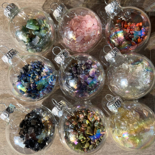 Semi precious gemstones glass christmas balls