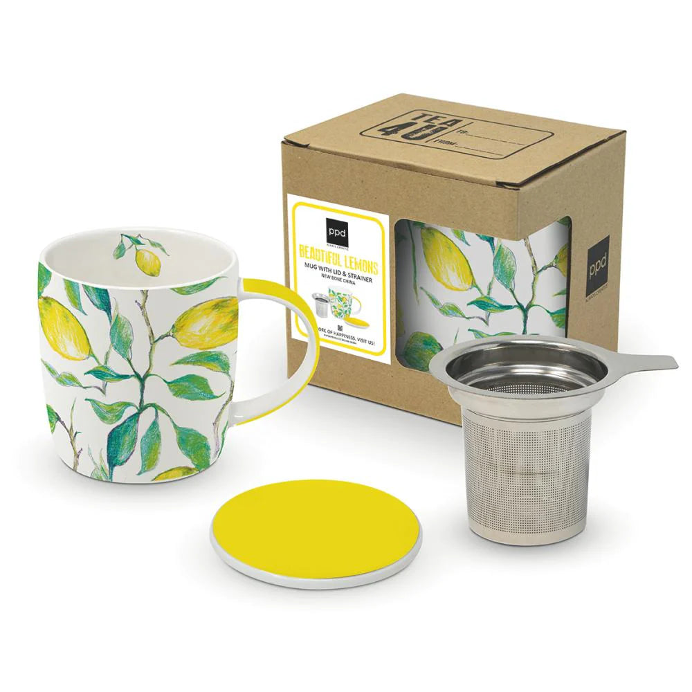 Tea Mug w/ Lid & Strainer