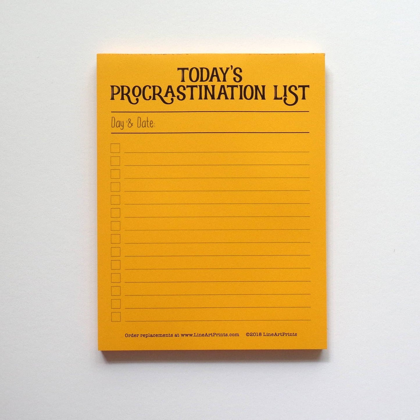 LineArt Prints™ - Today's Procrastination List | (Lined) Notepad