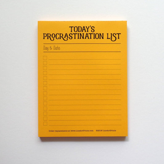 LineArt Prints™ - Today's Procrastination List | (Lined) Notepad