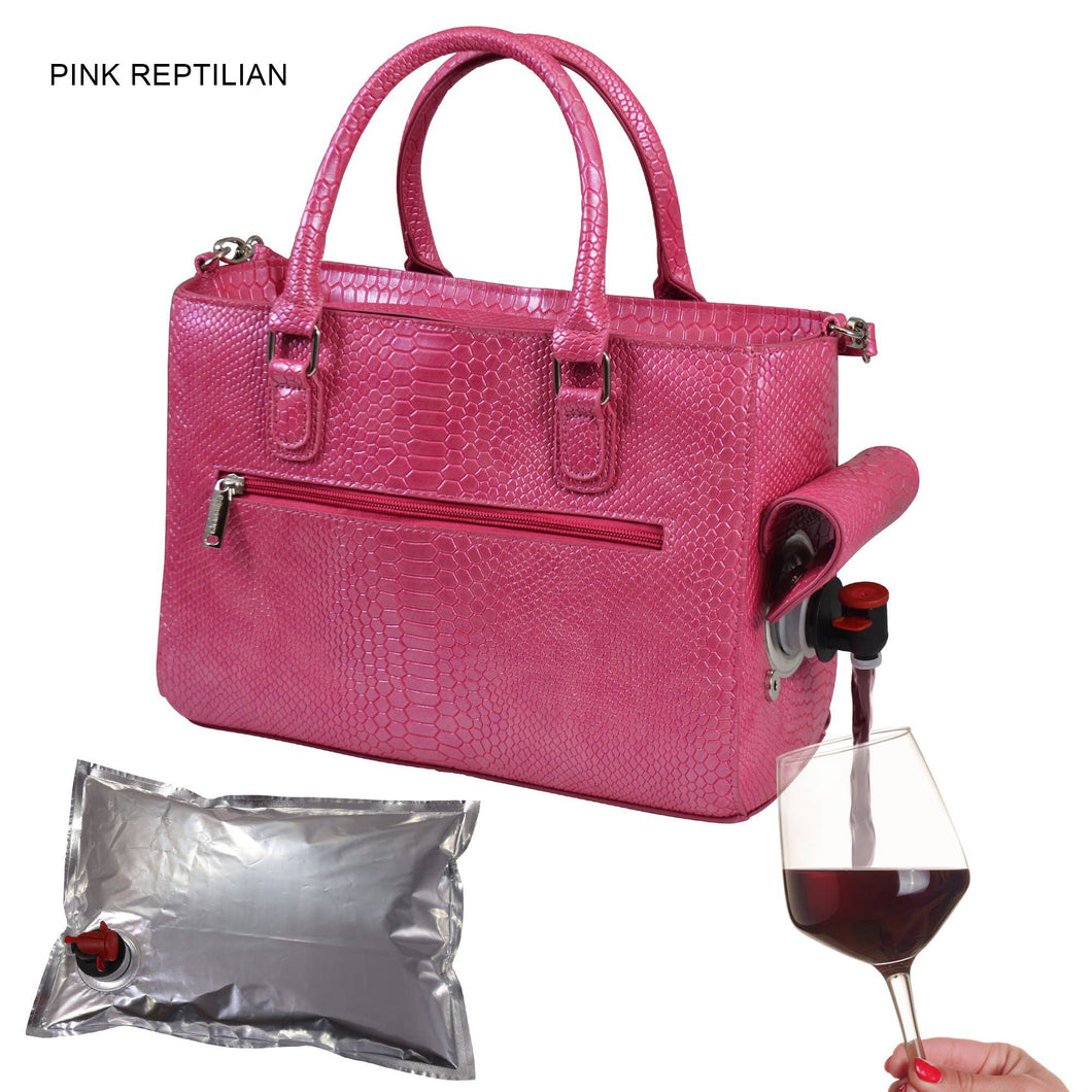 Primeware Inc. - Drink Purse | Insulated Wine Dispenser Classic Design: Pink Reptilian