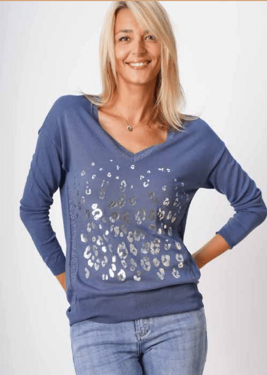 Silver Cheetah Print Sweater