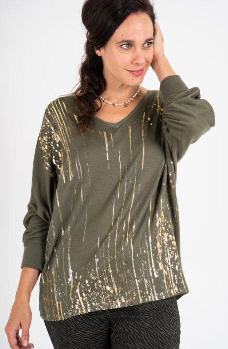 Gold Splatter Print Sweater