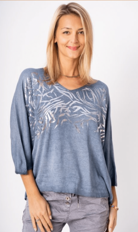 Silver Zebra Print Sweater