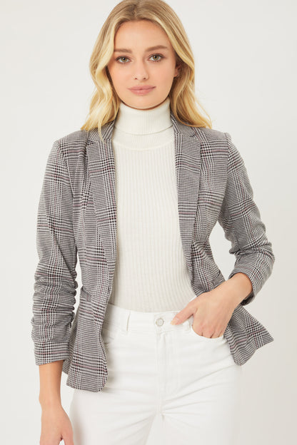 Shawl Collar Plaid Print Blazer