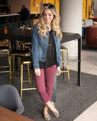 Fab-Fit Work Pant - Cropped in Sangria SALE