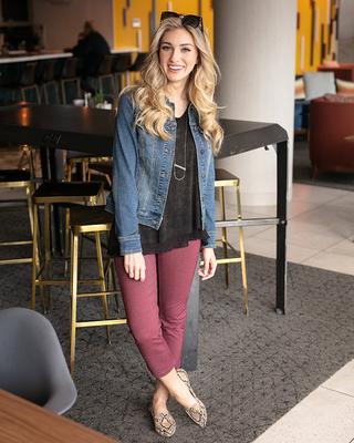 Fab-Fit Work Pant - Cropped in Sangria SALE