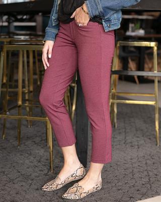 Fab-Fit Work Pant - Cropped in Sangria SALE
