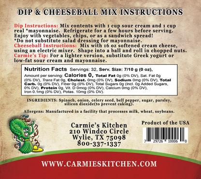 Carmie's Kitchen - Dip & Cheesecake Ball Mixes SALE