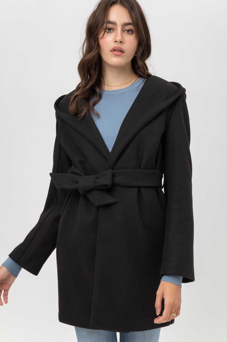 Kassie Belted Hoodie Coat