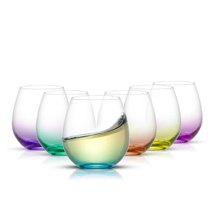 JoyJolt - Hue Stemless Colored Wine Glasses, Set of 6