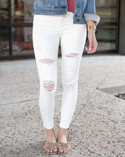 Load image into Gallery viewer, Off-White Distressed Ankle Jeggings
