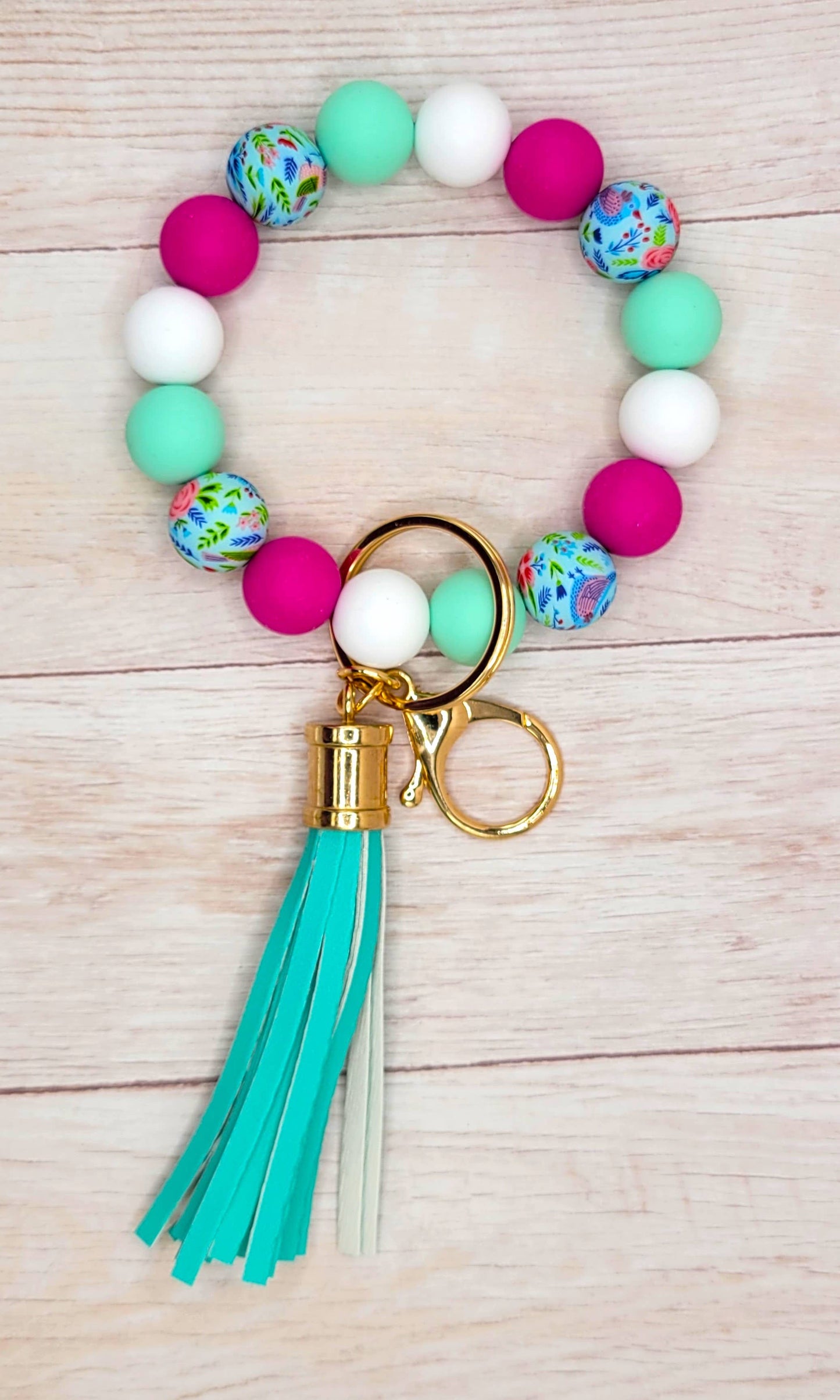 The Wristlet Bar - A4 Rose Bird Silicone Wristlet Keychain