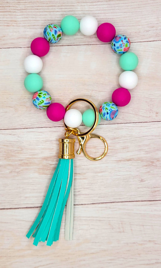 The Wristlet Bar - A4 Rose Bird Silicone Wristlet Keychain