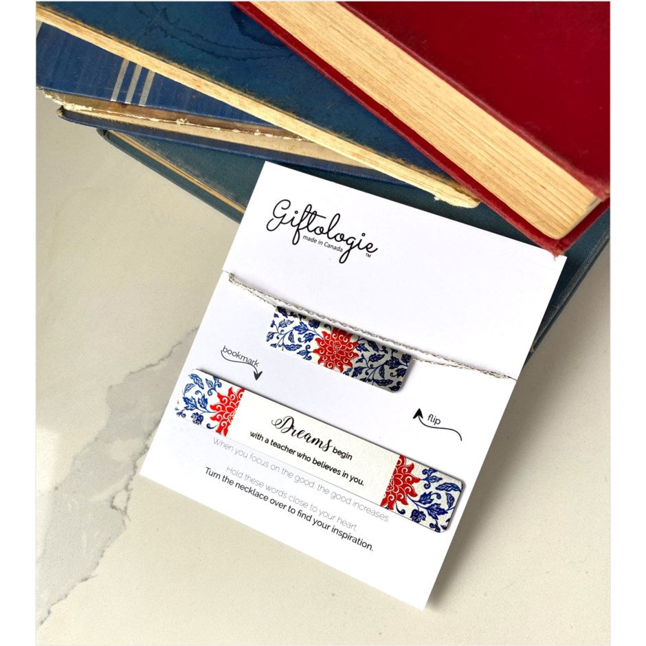 Bar Necklace and Bookmark Gift Set
