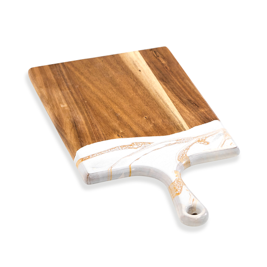 White/Grey/Gold 10" x 20" Acacia Resin Cheeseboard