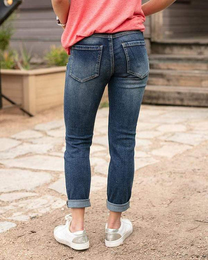Favorite Girlfriend Jean - Distressed Dark Wash SALE