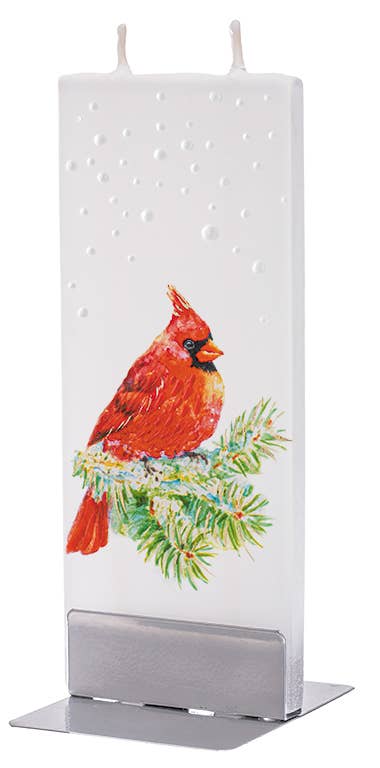 Flatyz - Flat Handmade Candle - Snowy Cardinal on Pine Branch SALE