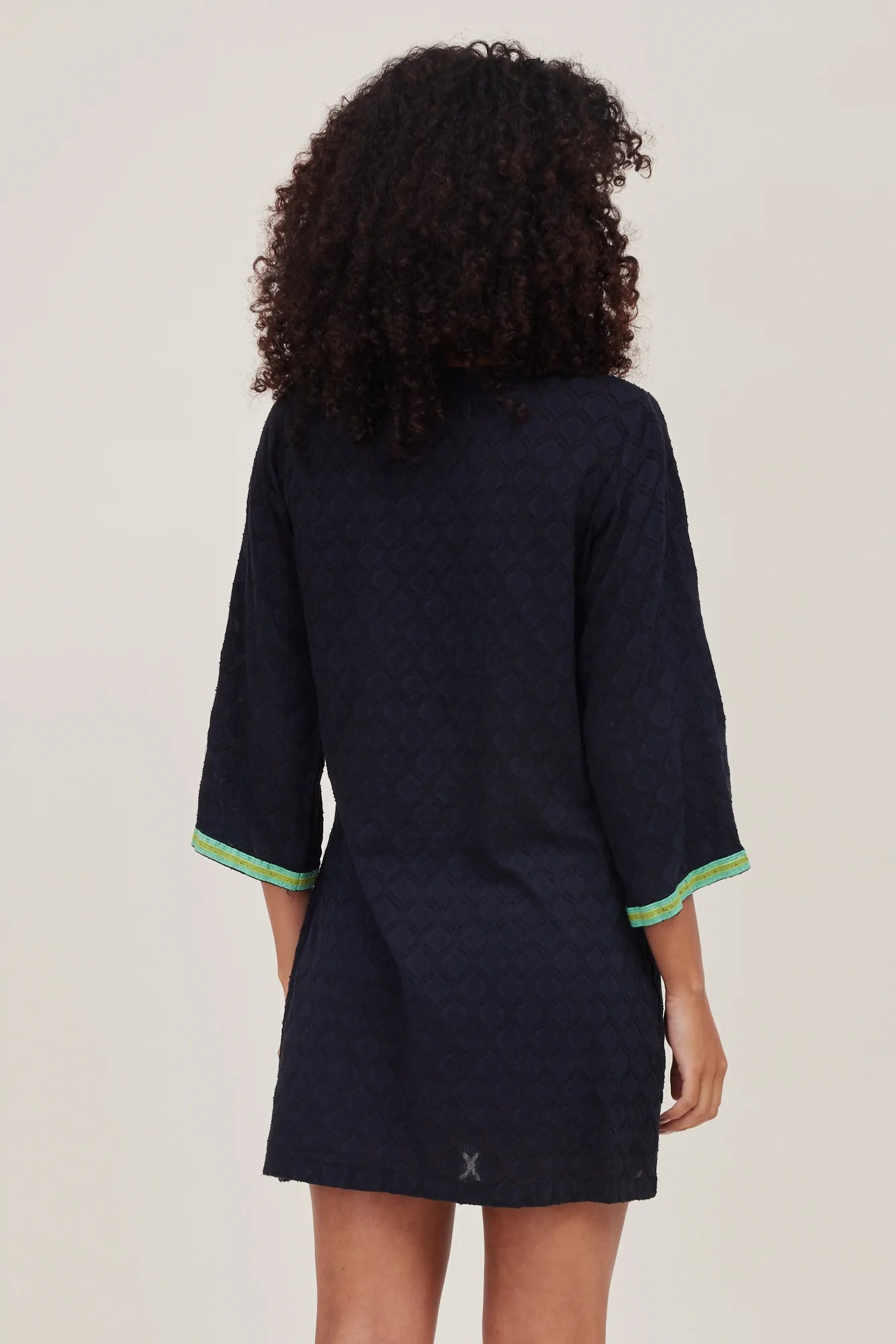 Giovanna Embroidered Hem Jacquard Bell Sleeve Dress SALE