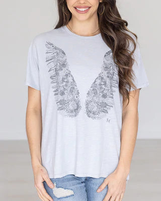 Washed & Worn Graphic Tee - Sketched Wings