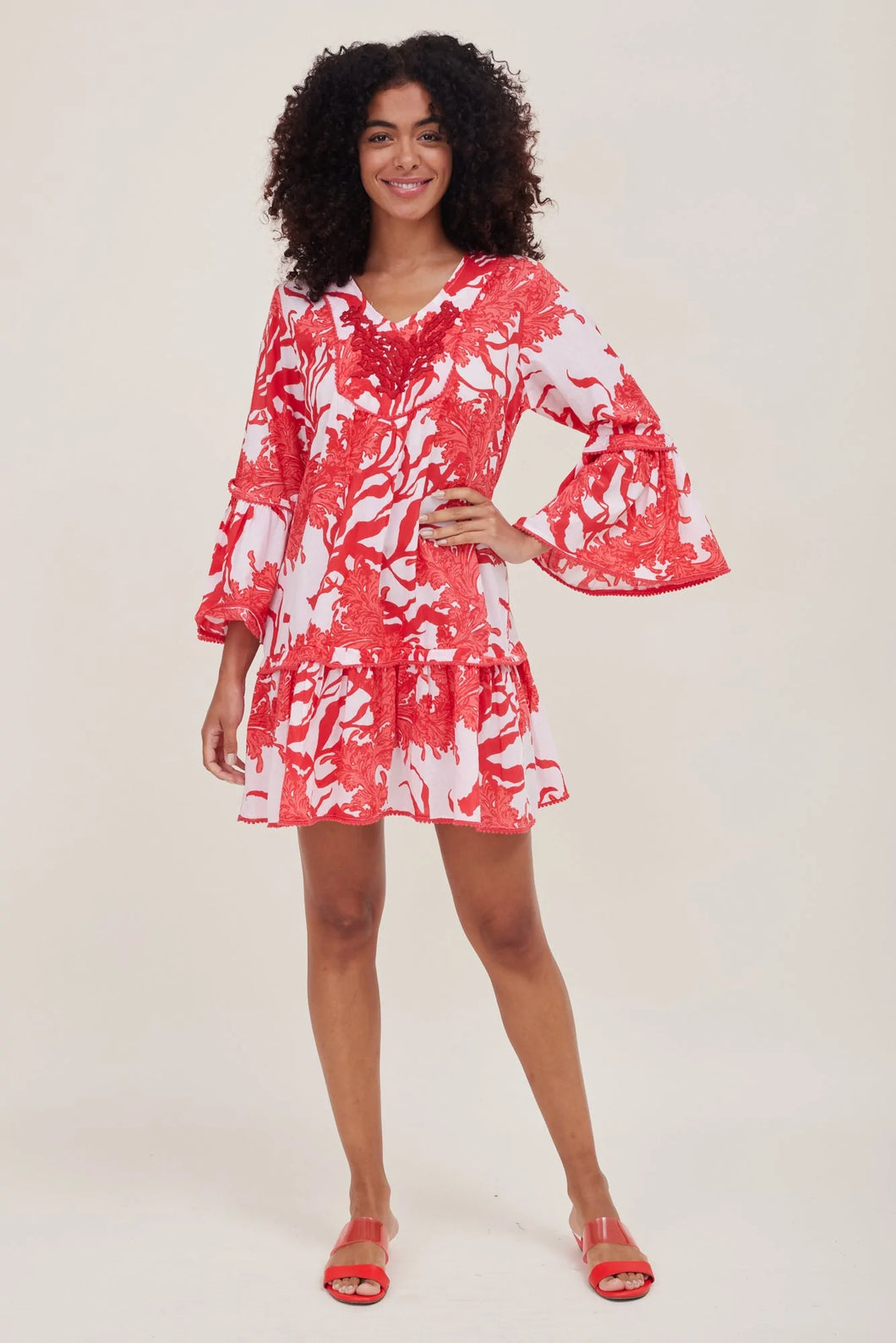 Ilaria Tie Back Flared Sleeve Dress