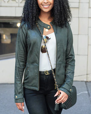 Leather Like Cafe Racer Jacket