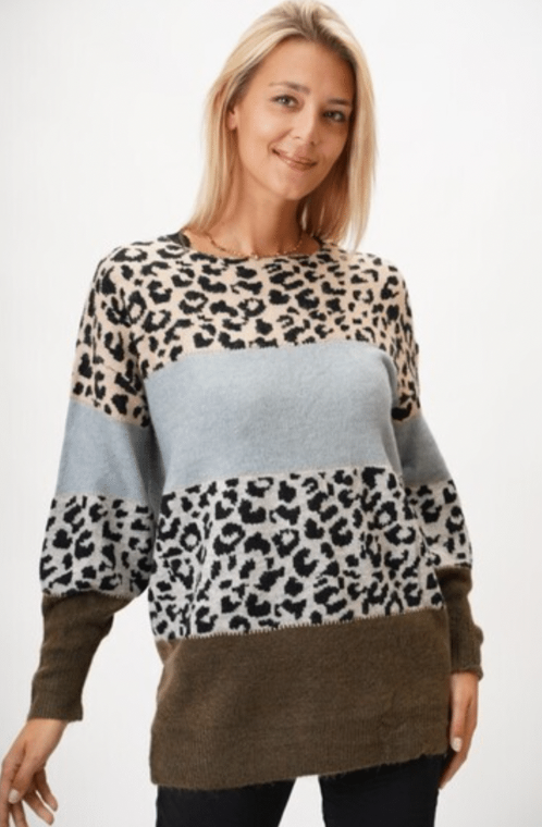 Leopard Colour Blocked Sweater
